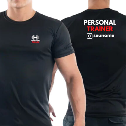 Camiseta Dry Fit Treino Personal Trainer Masculina Seu Nome Personalizado Made Store Branco Rosa Vermelho e Amarelo